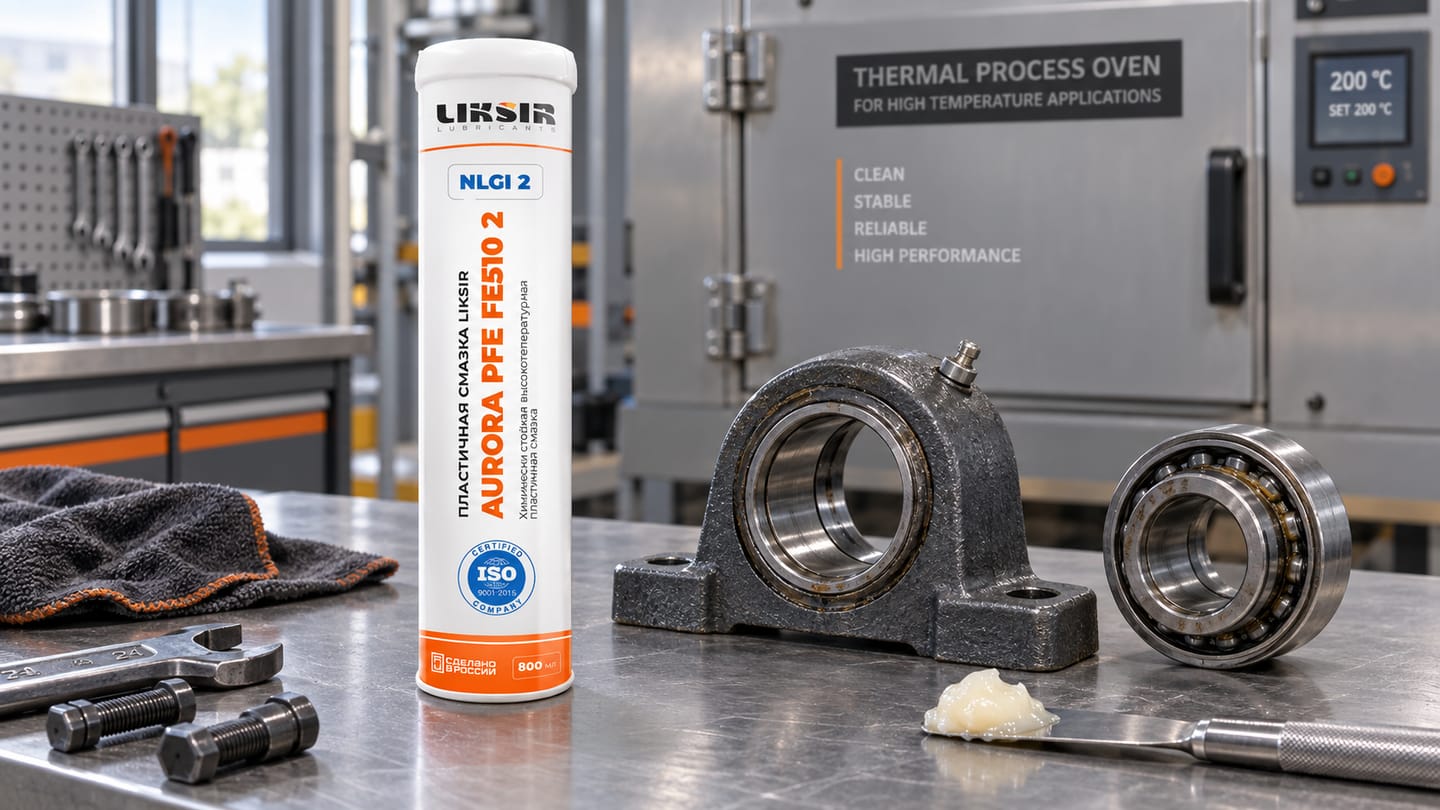 Пластичная смазка LIKSIR AURORA PFE FE510 2 возле обслуживаемого подшипникового узла